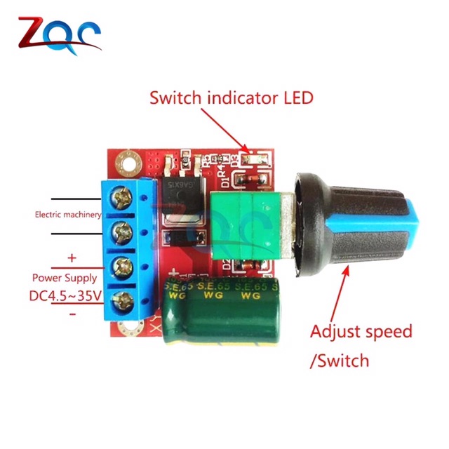 Regulator 4.5 V-35 V 5A 90W PWM Pengendali Kecepatan Motor Modul Switch 12V 24V