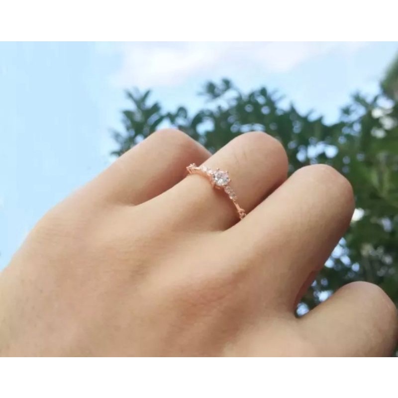 CINCIN ZIRKON PERMATA SATU BERLAPIS EMAS 24K