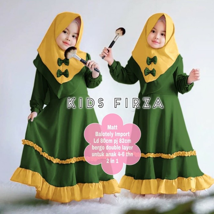 PROMO FIRZA SYARI KIDS BO MOSSCRAPE 4-6 Tahun Gamis Syari Set Hijab Anak Perempuan Gamis Anak Murah