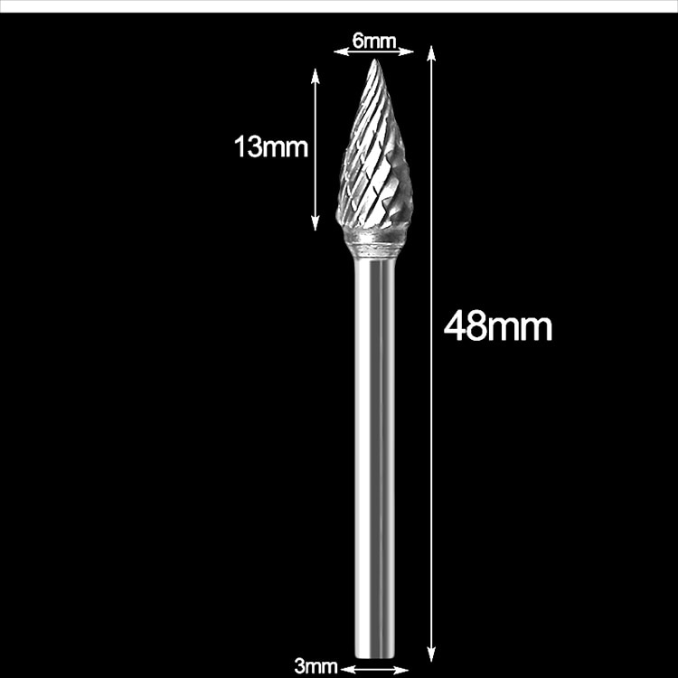 Mata Bor Tungsten Carbide Cone Spiral 1/8 Inch 10 PCS - JG8 - Silver