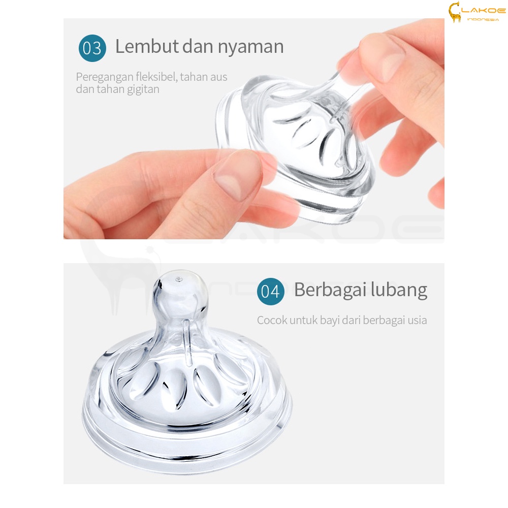 LAKOE Dot nipple bayi /  Puting Cocok Botol Leher Lebar