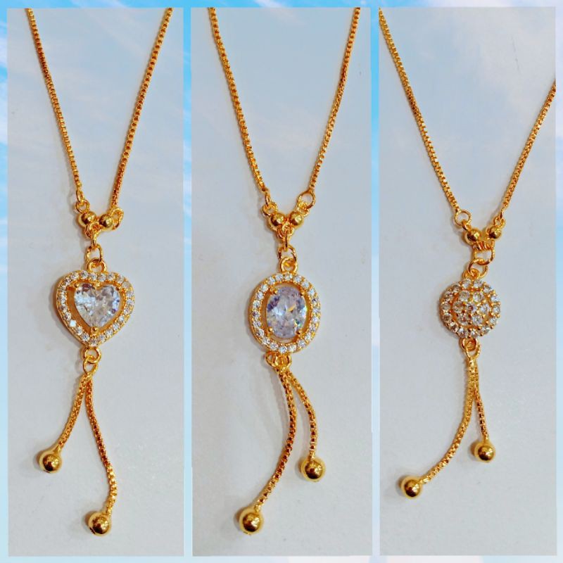 kalung xuping wanita dewasa berlapis emas dengan mata zircon uk45cm 93@L.