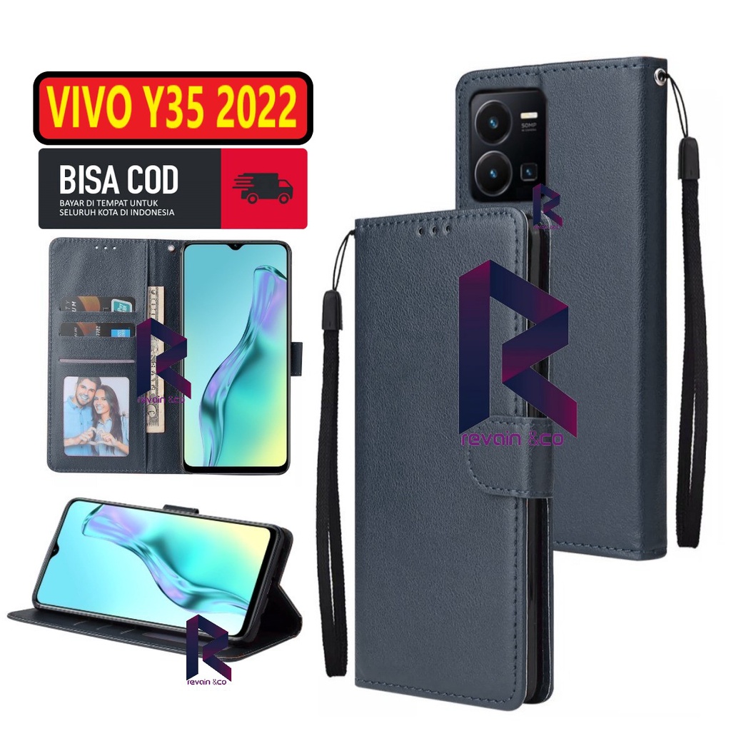 FLIP COVER VIVO Y35 2022 FLIP WALLET LEATHER KULIT PREMIUM SARUNG BUKA TUTUP FLIP CASE VIVO Y35 2022