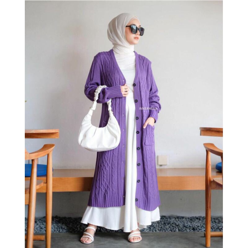 ZASKIA CARDIGAN - LONG CARDI CABLE POCKET PREMIUM A5