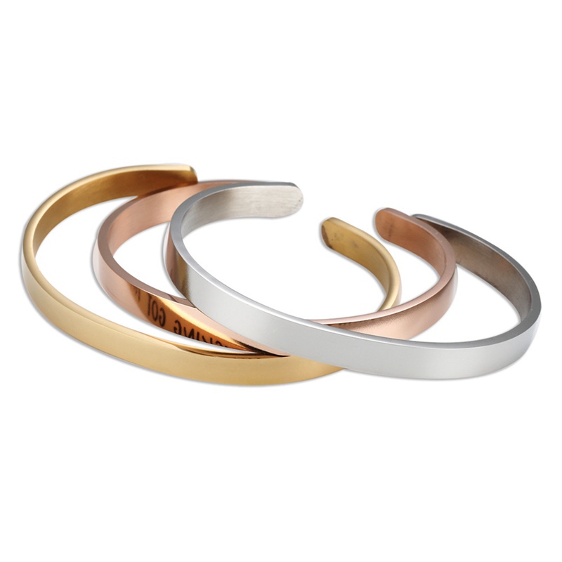 Gelang Model Terbuka Bahan Stainless Steel Ukuran 6mm Untuk Pria Dan Wanita