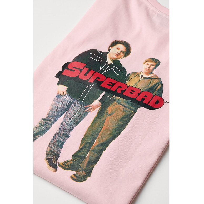 H&amp;M Long Sleeve Superbad Pink Sweatshirt Original Kaos Lengan Panjang Pria