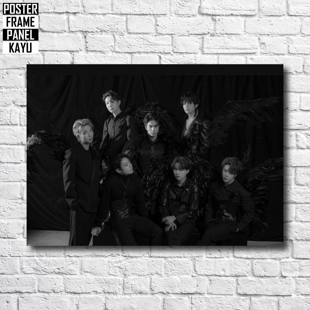 1 SET Paket 8 Poster BTS Map Of The Soul 7 Concept Photo Sketch Version 2 Frame Kayu Solid A4 PCS2