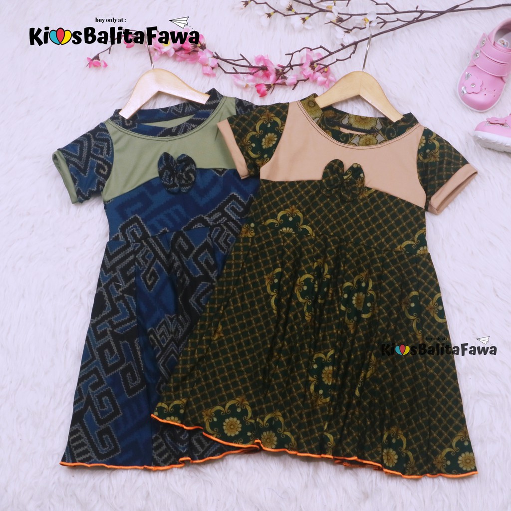 (BATIK) Dress Kelly uk Bayi - 6 Tahun / Baju Pesta Anak Perempuan Dres Gaun Murah Cewek Harian Motif