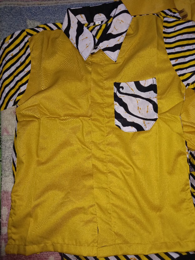 Toyobo Maura Cople - Sania Rufle Batik Cople Jazy Gamis Syari - Gamis Kerah Jazz Motif Polos Kuning