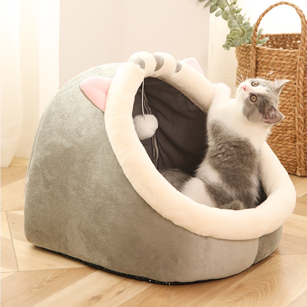 Alas Tidur Kucing Kasur Hewan Peliharaan Jinak Keranjang Tidur Hewan Kucing Cat House Tent Plus Drop Ball