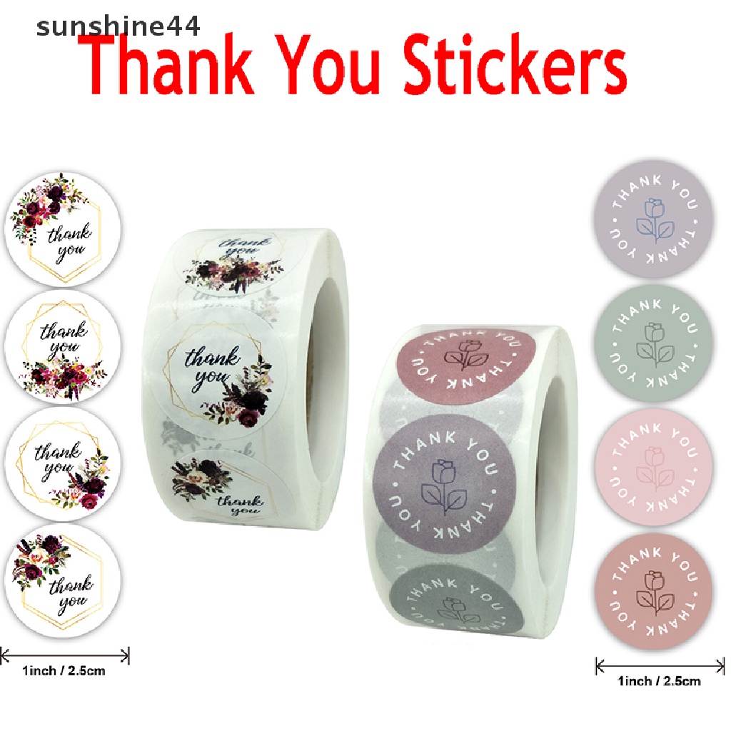 (Sunshine) 500pcs Stiker Label Segel Tulisan Thank You Untuk Kemasan Hadiah