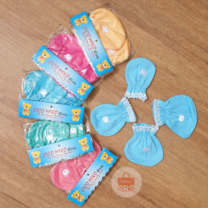 Sarung Tangan Set Kaki Bayi CICO MIKO Tangan Model KERUT / RIP (1 Set Atau 3 Set) Bayi Newborn