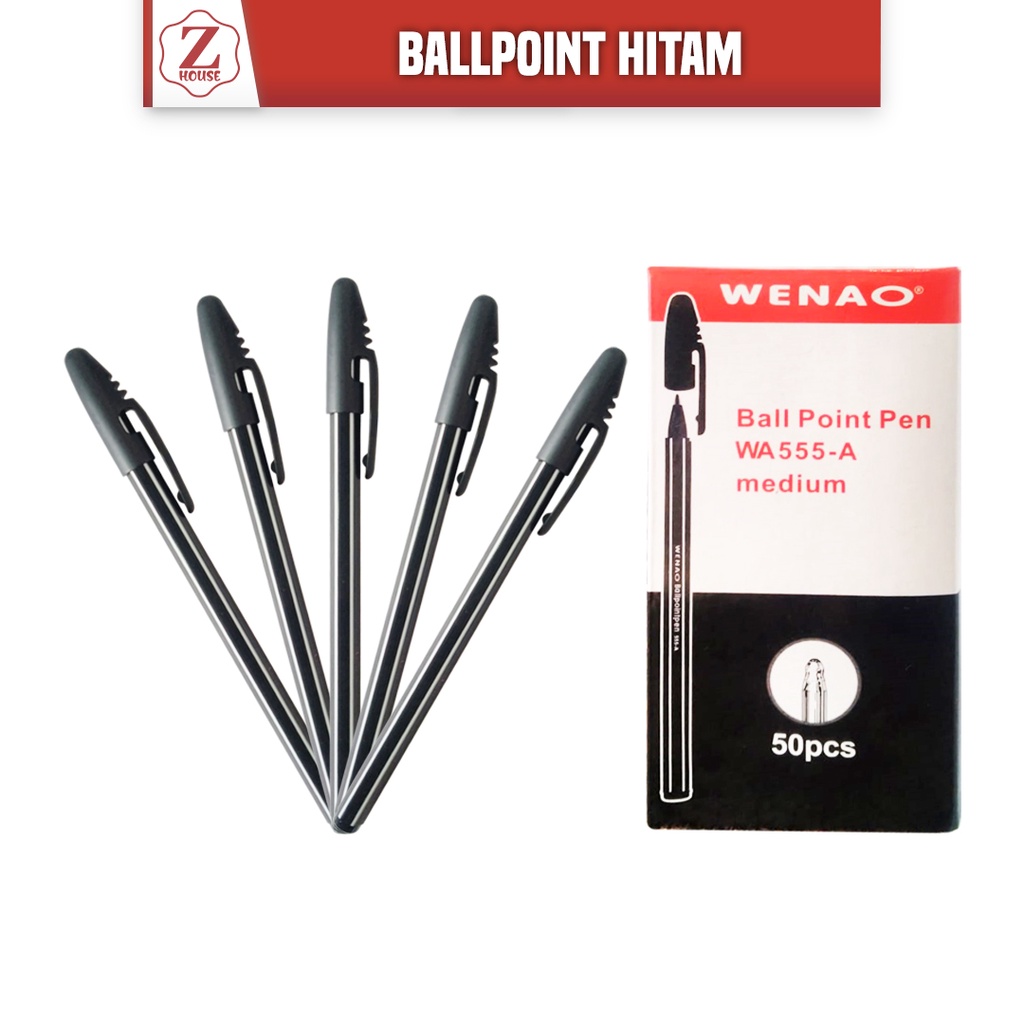 PULPEN WENAO 0.55MM PENA MURAH PENA PULPEN IMPORT HITAM /BIRU BALL PEN