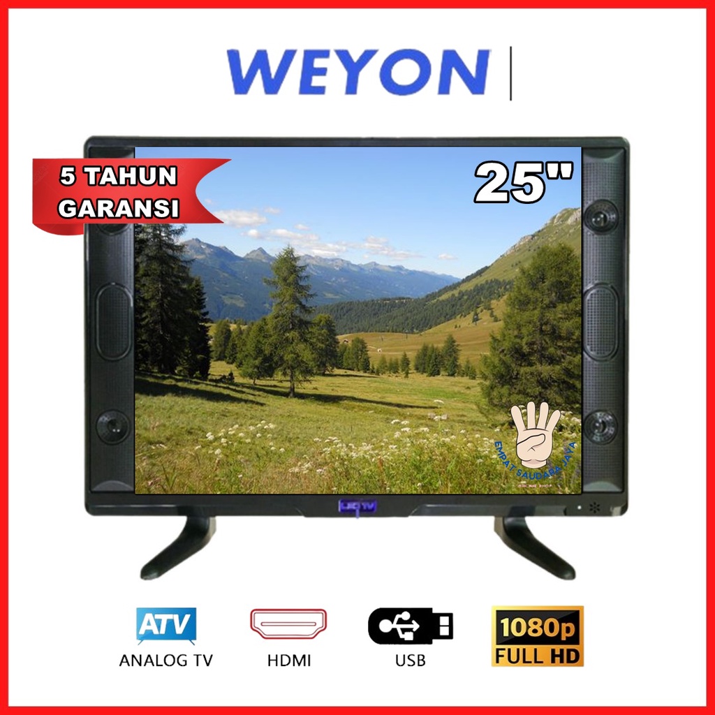 TV DIGITAL LED 25 INCH LAYAR HD SUPPORT HDMI USB VGA AV GARANSI 5 TAHUN FREE PAKING BUBBLE JAMIN AMAN