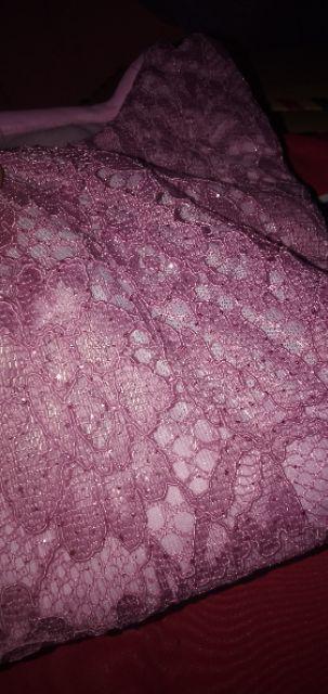 Zola_batik Couple Kebaya Brokat Andhara Selendang Lengan Panjang - Gading Marten