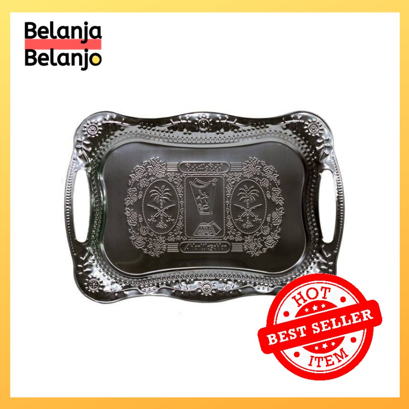Baki Nampan Besi Arab Stainless Steel Perak Besar Baki Nampan Besi Arab Stainless Steel Perak Besar