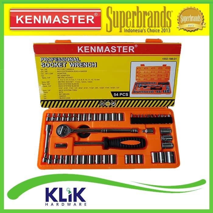 Kenmaster Kunci Shock Sock Sok Set 54 Pcs - Professional Socket Wrench 4 - 14 mm