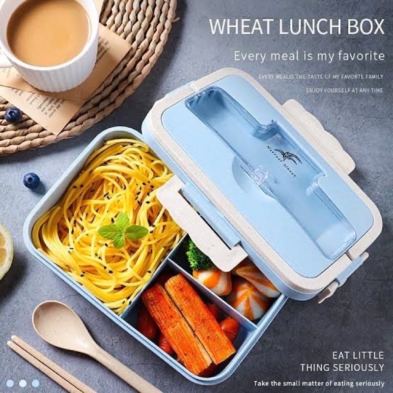 Lunch box jerami / kotak makan set sendok garpu