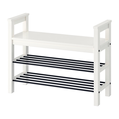 HEMNES Bangku dengan tempat sepatu, putih, 85x32 cm