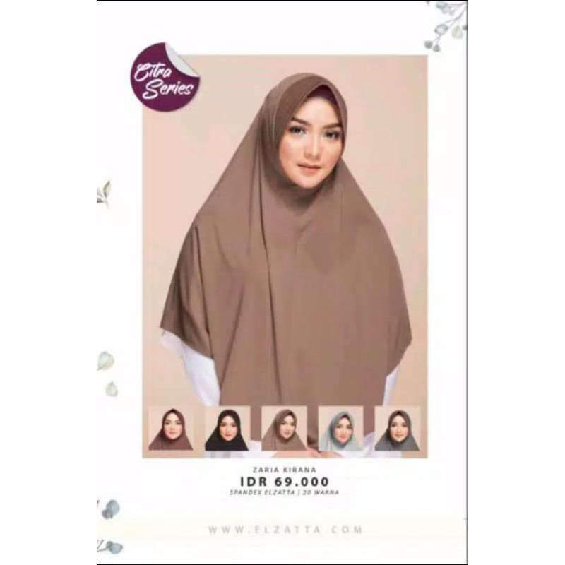 Jilbab Instan Bergo Zaria Kirana Elzatta Original Warna Neutra Grey