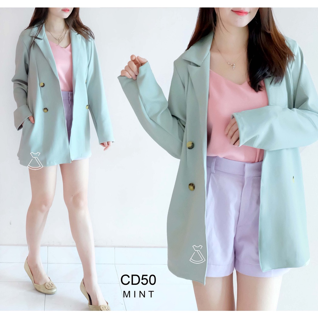 CD50 - Outer Blazer Basic Scuba Atasan Kerja Wanita Korean Look