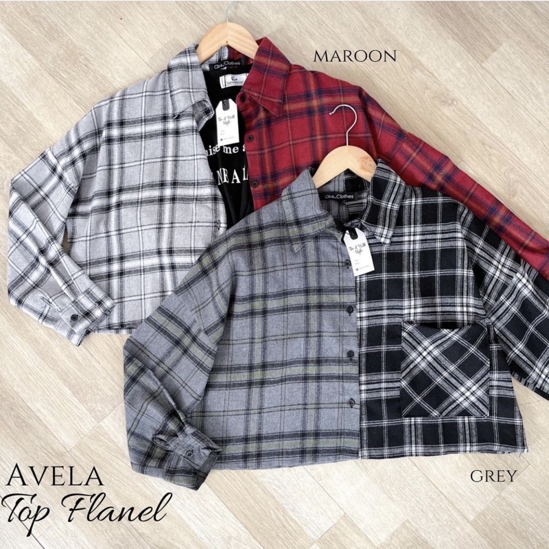 GECROP TOP FLANEL COMBINE