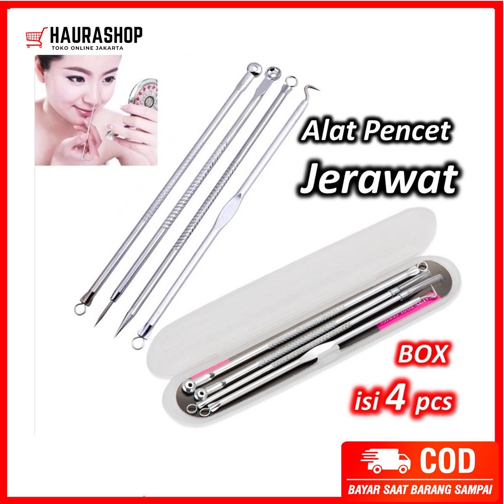 Alat Pencet Komedo Set 4 In 1/ Pinset Pembersih Blackhead / Penjepit Komedo Face Care Skin Acne