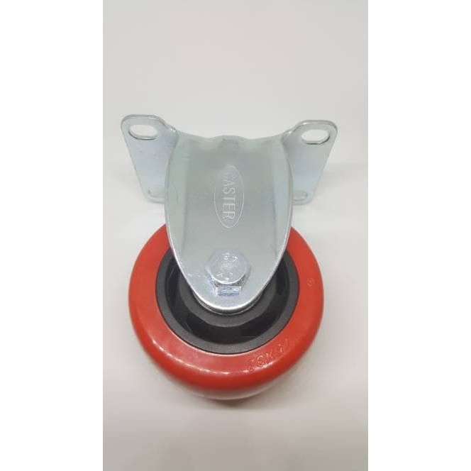 Jual Roda Pu Merah Double Bearing Medium Duty Caster Taiwan Plat