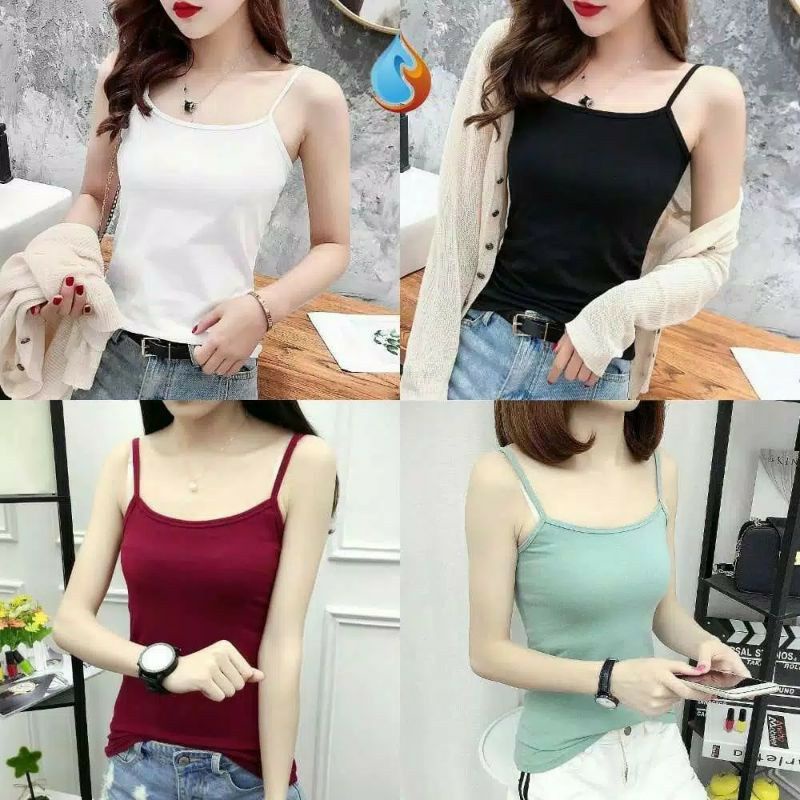 Tanktop wanita dewasa tali kecil // bahan spandek lembut