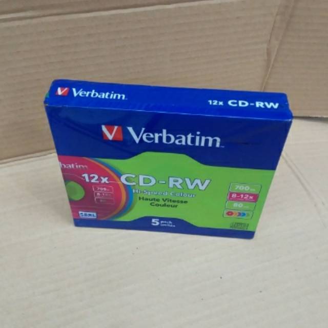CD RW VERBATIM SINGLE PACK COLOUR