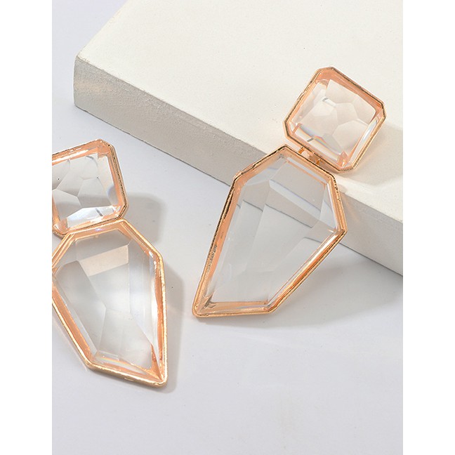 LRC Anting Tusuk Fashion Gold Geometric Irregular Resin Earrings D27998