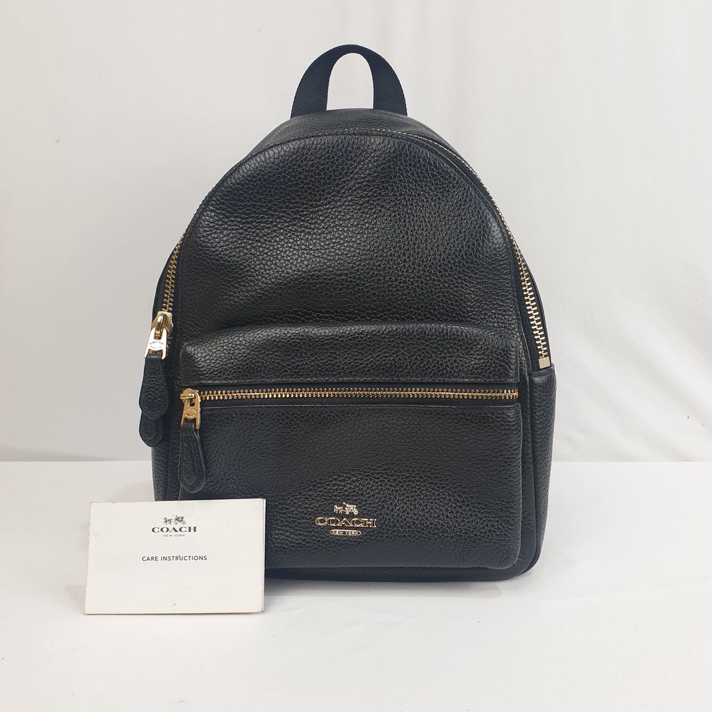 Original Coach Mini Pebbled Leather Charlie Backpack - Bekas Second Preloved Original Authentic
