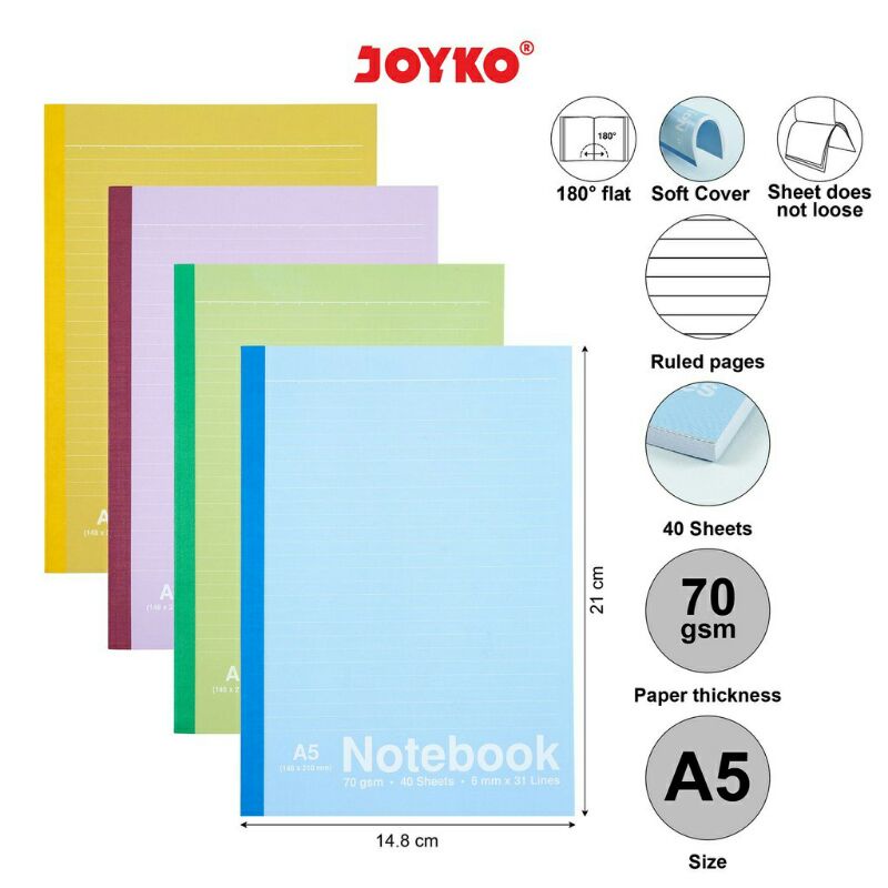 

Buku Tulis Catatan Bergaris Ruled Notebook Joyko NB-704 A5