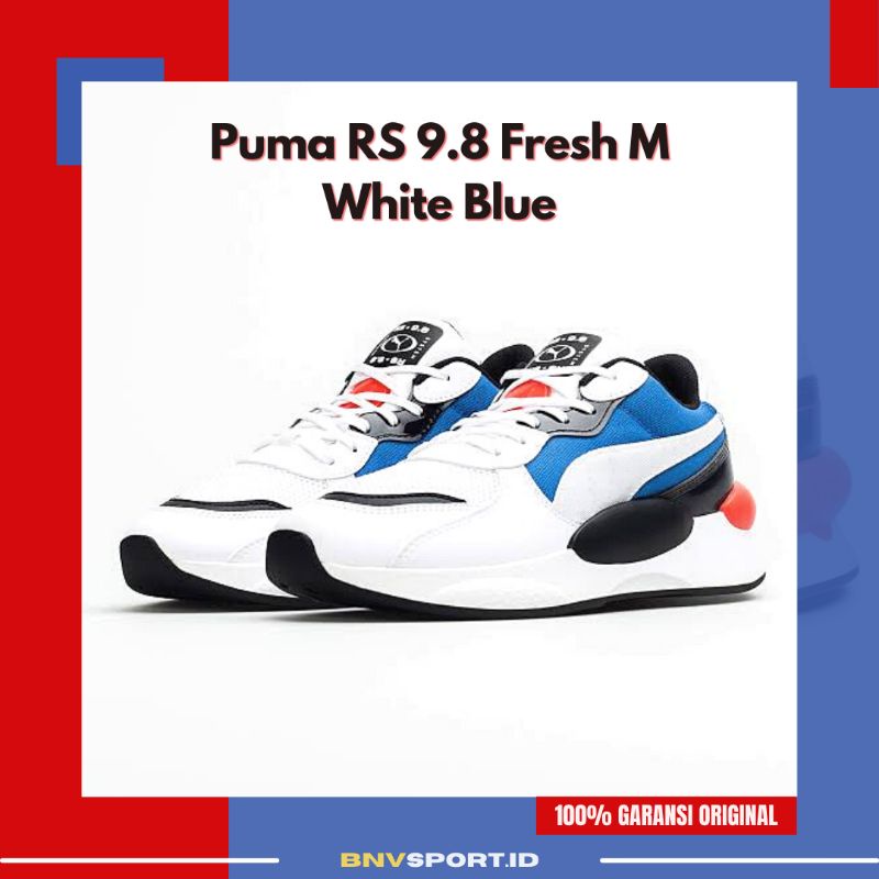 Sepatu Casual Pria Puma RS 9.8 Fresh M White Blue 371571-02 Original Sneakers Shoes Bisa COD