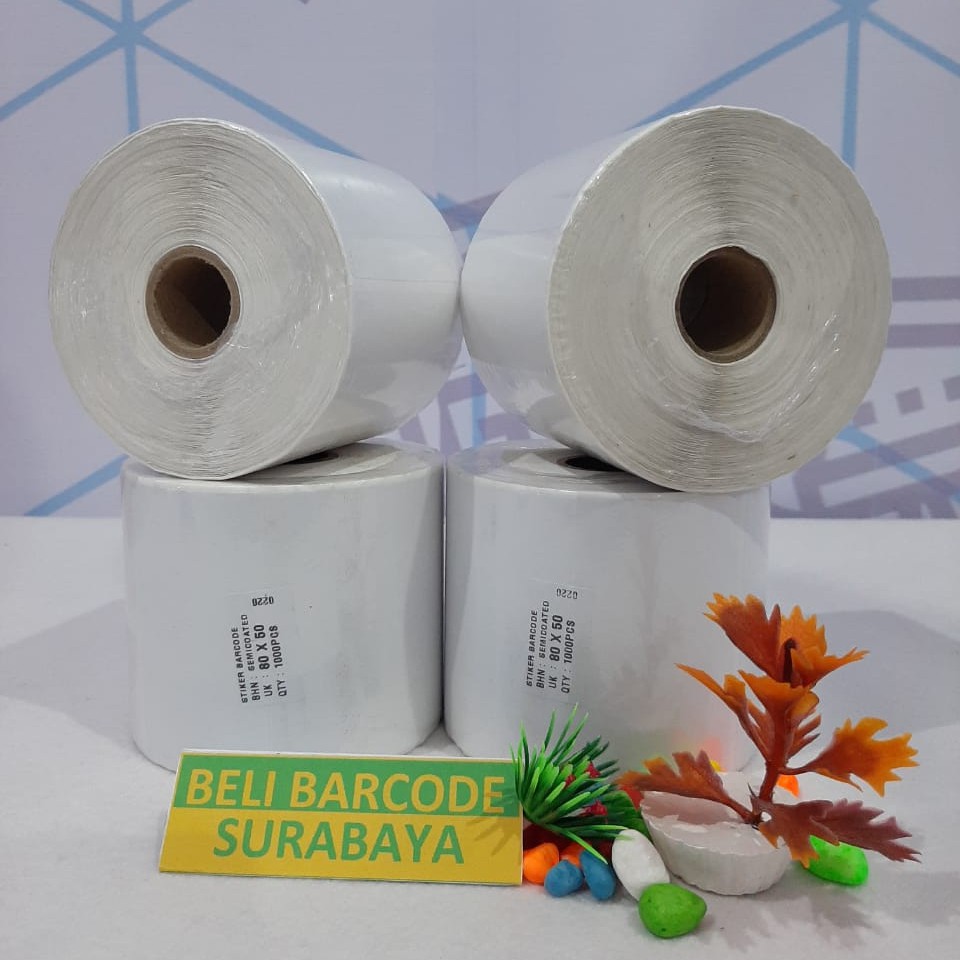 LABEL PRINTER BARCODE 80 X 50 SEMICOATED @1000 STIKER CORE KECIL