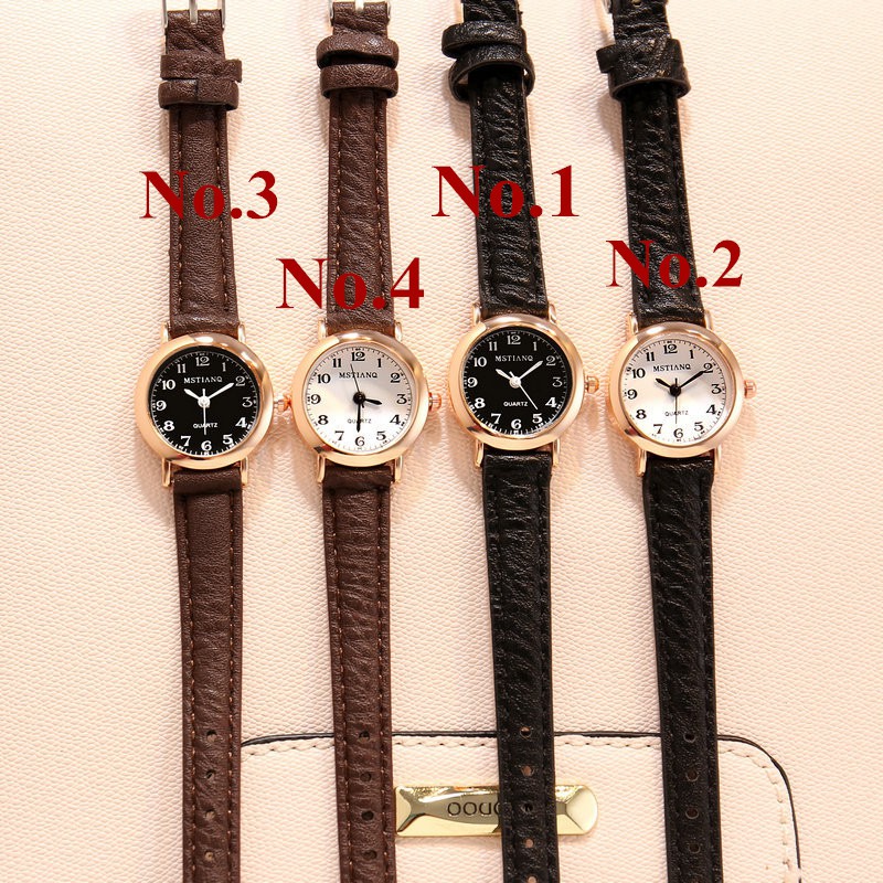 Watchyou Jam Tangan Wanita INS Fashion Kulit Retro Round Small Women Watches Analog-1