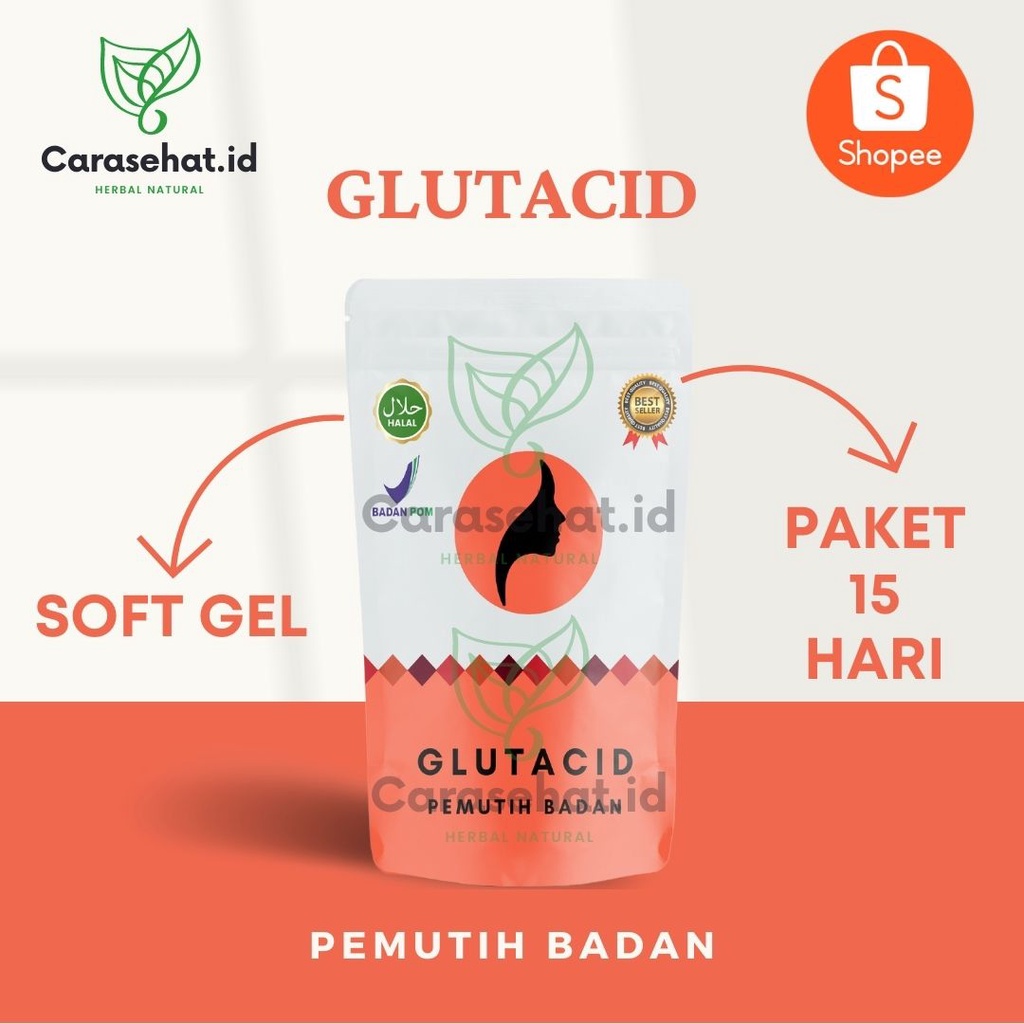 GLUTACID Softgel Whitening 16 000 mg Original Pemutih Badan Permanen menghilangkan bekas jerawat dan