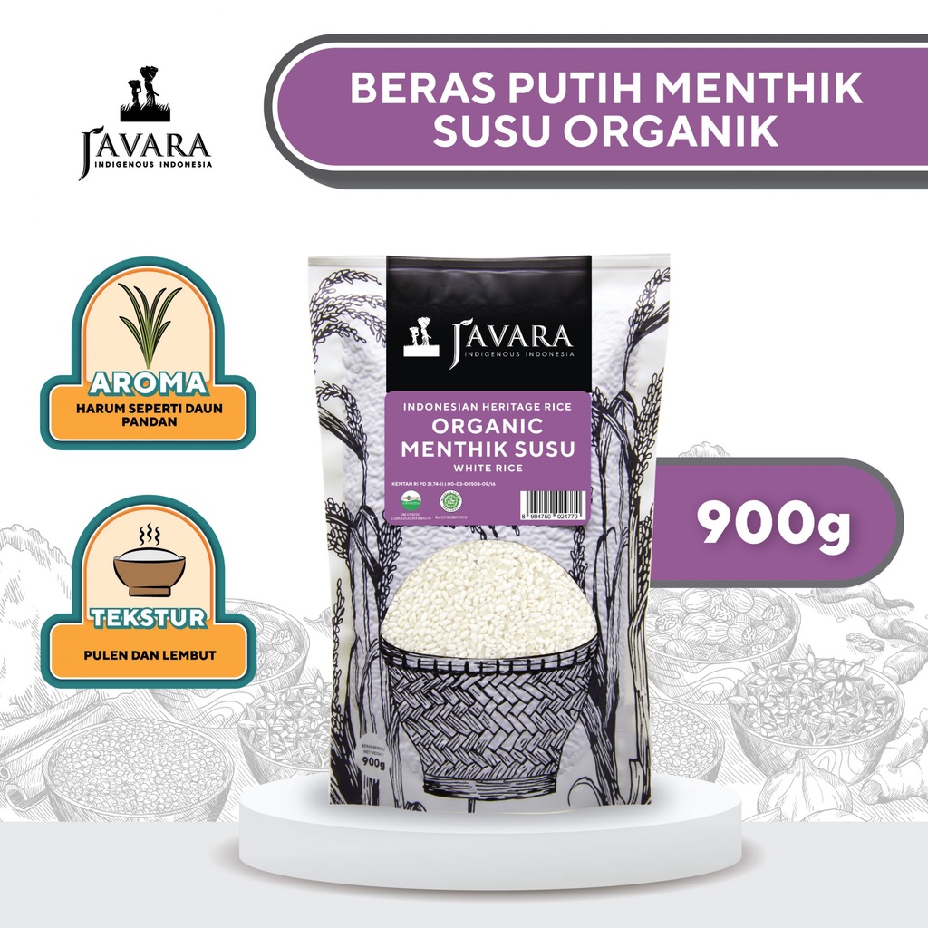 

Javara Organic Menthik Susu White Rice | Beras Putih Menthik Susu Organik | 900g