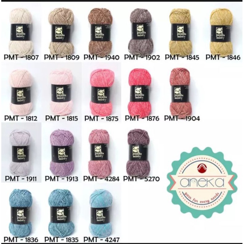 Benang Rajut Katun Panda Misty / Semprot Wol / Stonewashed