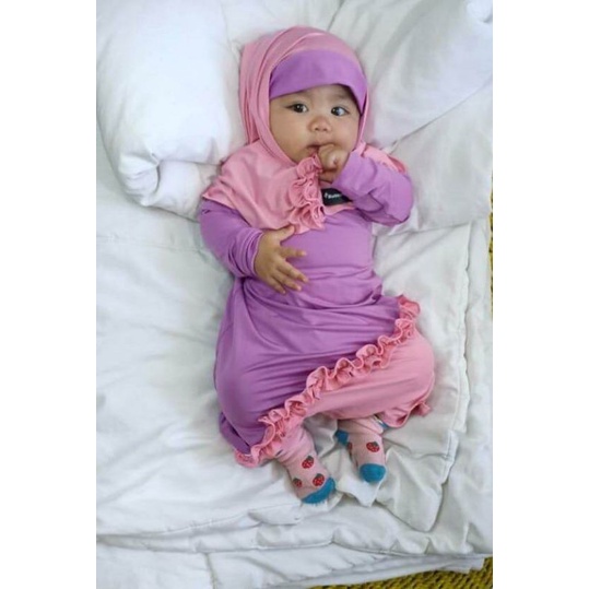 Gamis bayi perempuan syar'i angelia kriwil 0 6 bulan - 6 12 bulan
