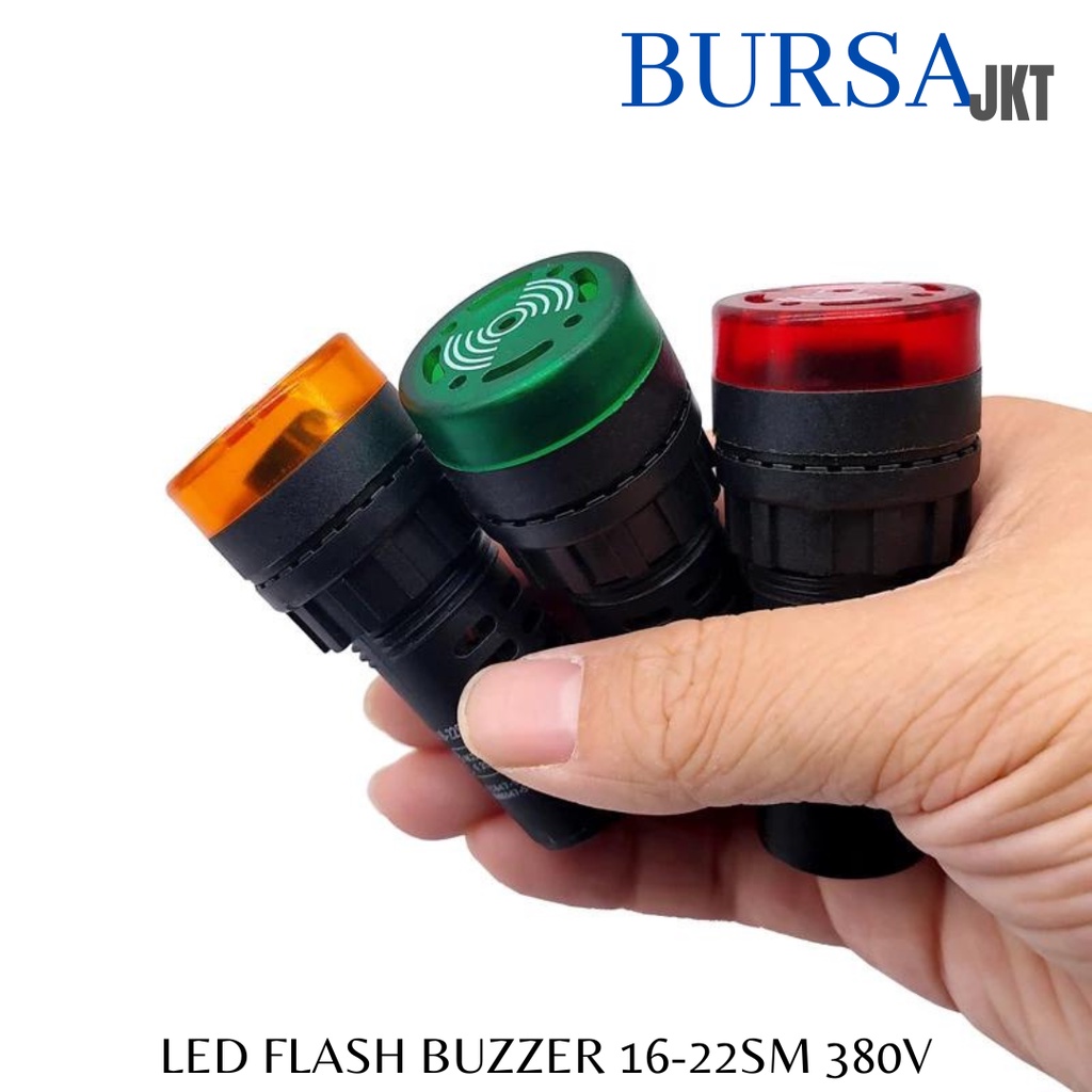 LAMPU FLASH BUZZER LED PILOT BEEPER ALARM SIGNAL AD 16-22SM 380V