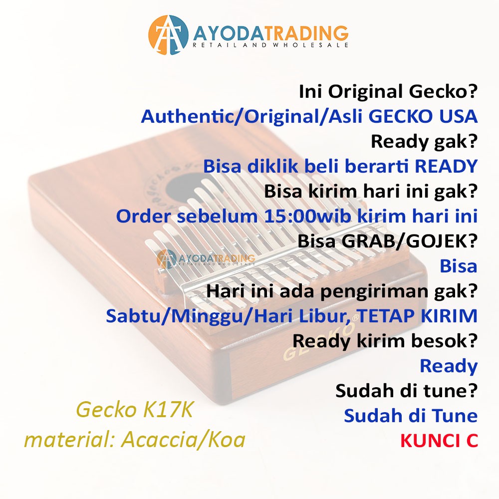 Authentic Gecko Kalimba Acaccia K17K new version