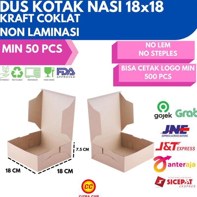 

DUS NASI 18x18 KOTAK NASI KRAFT PAPER / COKLAT SUPER TEBAL PREMIUM