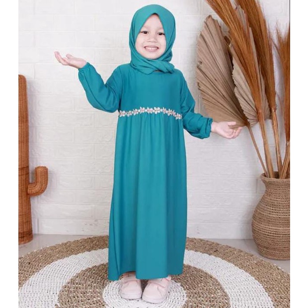 Gamis anak ''AQILLA'' plus jilbab 3-12 thn // baju muslim anak