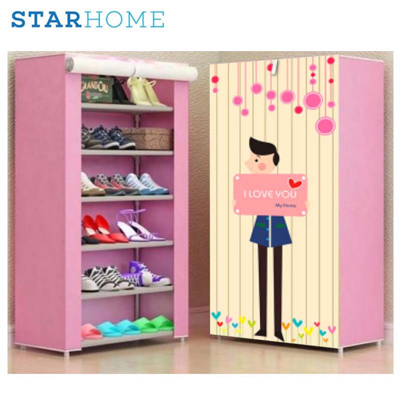 Starhome Rak Sepatu 6 Susun Dengan Penutup Depu 6 Tiers Shoe Rack Motif Shopee Indonesia