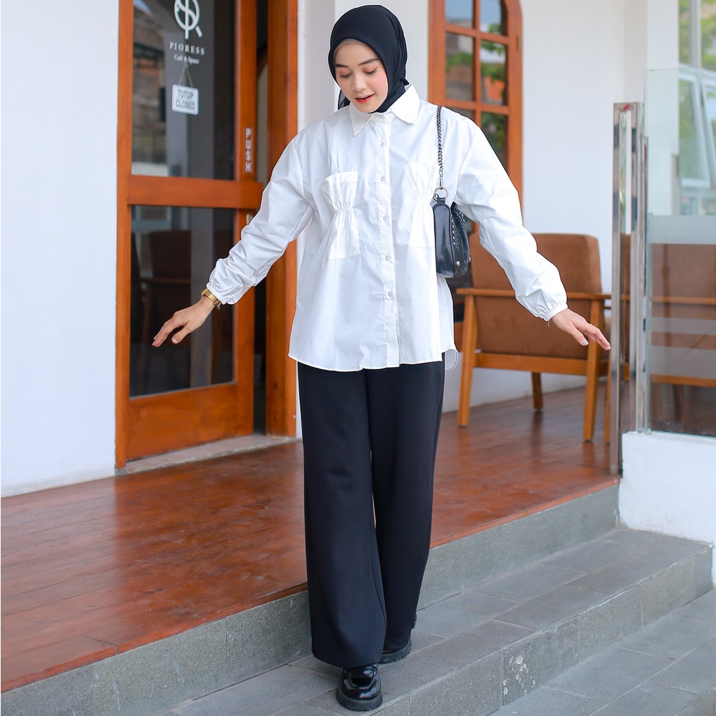 WOW-Cantika Blouse Poplin Atasan Wanita Kantong Serut