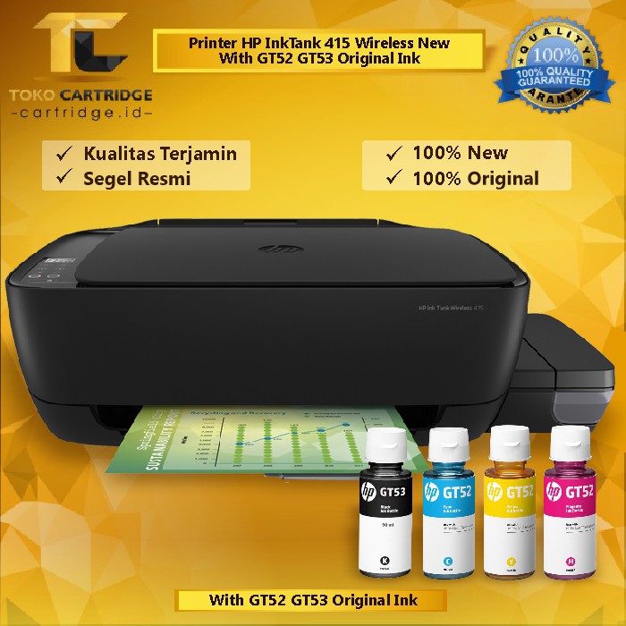 Printer Ink Tank HP 415 Wireless All in One Print Scan Copy WIFI MULTIFUNGSI Original Z4B53A