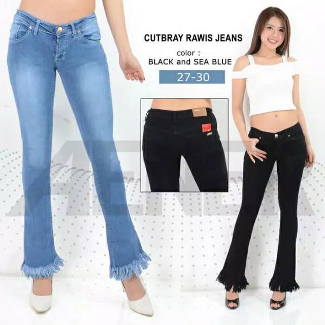 Celana jeans cutbray rawis wanita