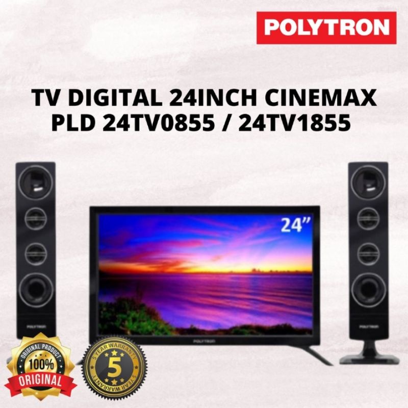 TERMURAH PROMO TV LED POLYTRON 24 INCH DIGITAL TV 24TV0855 + SPEAKER TOWER POLYTRON GARANSI RESMI 5 