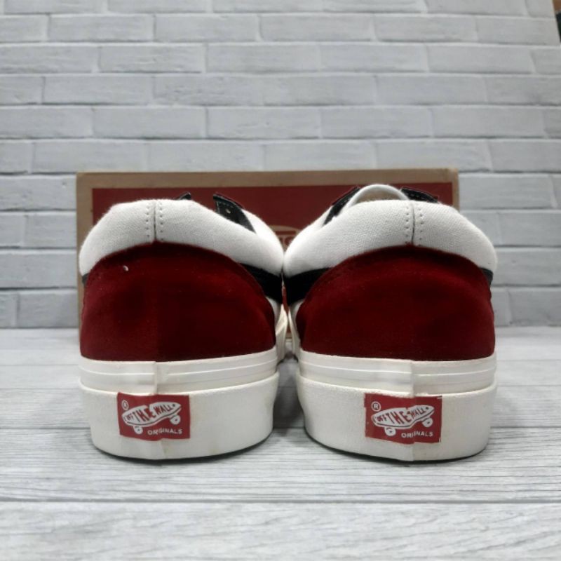 vans old skool maroon white list hitam